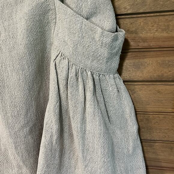 Free People Linen Blend Midi Tweed Skirt Size 10 Side Slouch Pockets - Picture 4 of 13